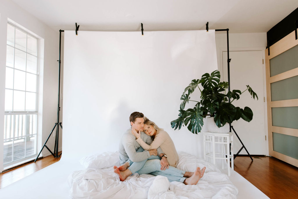 indoor intimate engagement session 